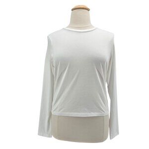 NEW PINK Victoria's Secret Womens XL White Long Sleeve Boxy Crew Neck Cotton